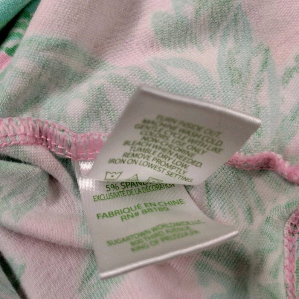 Lilly Pulitzer Sammy Pajama Shirt Youth Girls 4 Top Only Palms Pink Green Beach - Picture 6 of 14